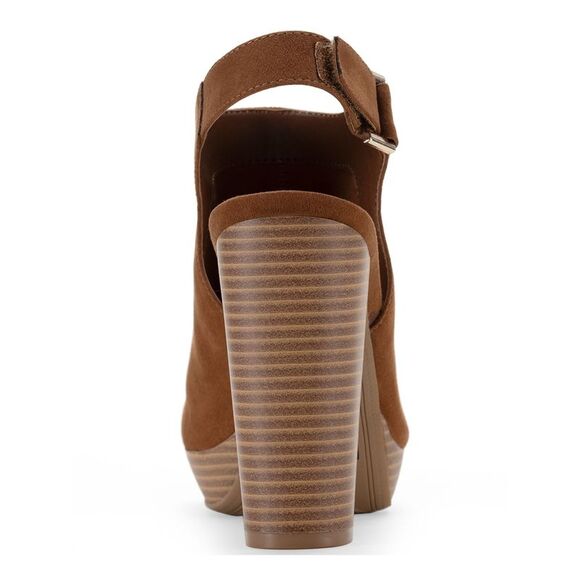 SUN STONE Womens Brown Adjustable Rebeccaa Round Toe Block Heel Shootie 10 M - Picture 2 of 4